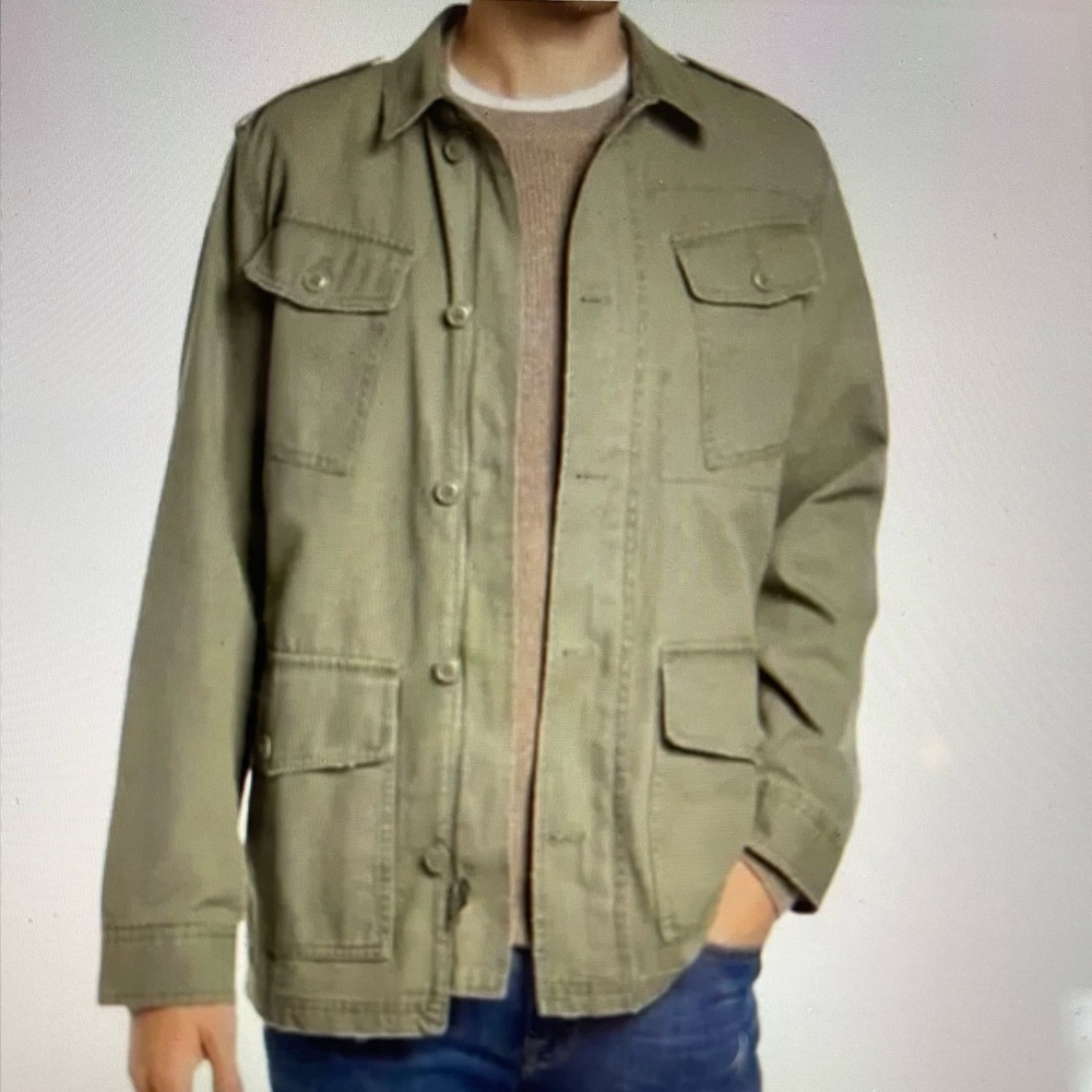 Men’s 1901 Military Cargo Jacket, L, Olive Green